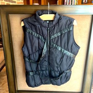 Rock & Republic vest. Nylon black with leather straps. Soft silk lining.